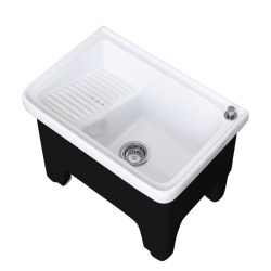 Balcony laundry basin black and white washboard mop pool ceramic mop pool automatic water mop pool wash mop basin belt Balcony laundry basin black and white washboard mop pool ceramic mop pool automatic water mop pool wash mop basin belt