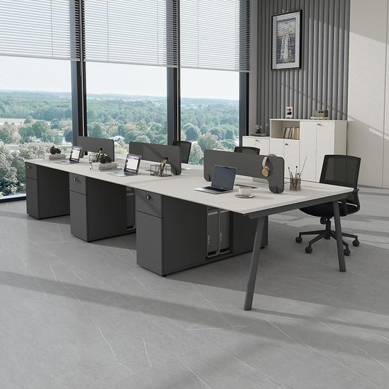 Staff desk 4 persons, six card seats, 6 workstations, simple modern office furniture, four double employee table and chair combination
Staff desk 4 persons, six card seats, 6 workstations, simple modern office furniture, four double employee table and chair combination