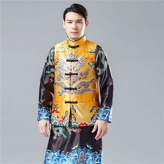 New product festive literary and artistic dragon cotton vest men's Chinese style retro vest stand neckline button groom costume
New product festive literary and artistic dragon cotton vest men's Chinese style retro vest stand neckline button groom costume
