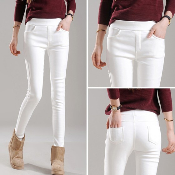 In autumn and winter, wearing high -waisted elasticity thickened white leggings Women's thin and fleece small pencil pants
In autumn and winter, wearing high -waisted elasticity thickened white leggings Women's thin and fleece small pencil pants