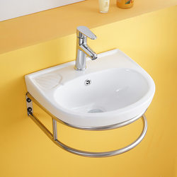 New Wall-Mounted Bathroom Stainless Steel Bracket Basin Ceramic Washbasin for Small Apartments, Engineering Projects, and Hotel Countertops New Wall-Mounted Bathroom Stainless Steel Bracket Basin Ceramic Washbasin for Small Apartments, Engineering Projects, and Hotel Countertops