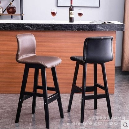 Bar chair high -foot stool home simple bar solid wood tall chair modern minimalist cashier Taiwan commercial bar bench boss Bar chair high -foot stool home simple bar solid wood tall chair modern minimalist cashier Taiwan commercial bar bench boss