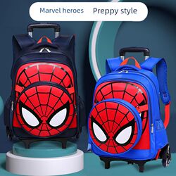 Children's Trolley School Bag First Grade Boys Primary School Students Third to Sixth Grade Large Capacity Cartoon Spider-Man Backpack Children's Trolley School Bag First Grade Boys Primary School Students Third to Sixth Grade Large Capacity Cartoon Spider-Man Backpack