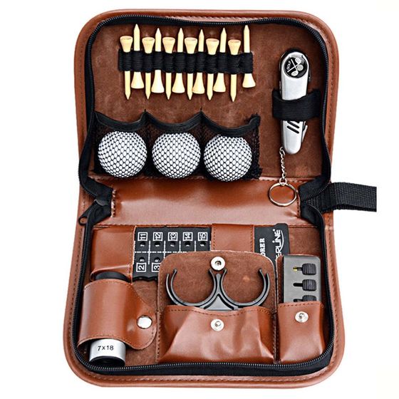 Golf ball supplies multi -functional tool package end accessories leather bag scoreer ranging instrument ball pinching ball nail brush Golf ball supplies multi -functional tool package end accessories leather bag scoreer ranging instrument ball pinching ball nail brush