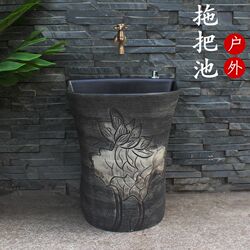 Outdoor mop pool ceramic household mop pool balcony mop pool desk-controlled mopping basin automatic water mop bucket Outdoor mop pool ceramic household mop pool balcony mop pool desk-controlled mopping basin automatic water mop bucket