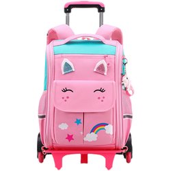 Trolley school bag, primary school students 1-3-5-6 grade girls hand drag children's trolley school bag to climb stairs 6-12 years old Trolley school bag, primary school students 1-3-5-6 grade girls hand drag children's trolley school bag to climb stairs 6-12 years old
