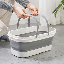 Portable rectangular mop bucket household foldable silicone mop bucket with roller portable W plastic mop water Portable rectangular mop bucket household foldable silicone mop bucket with roller portable W plastic mop water