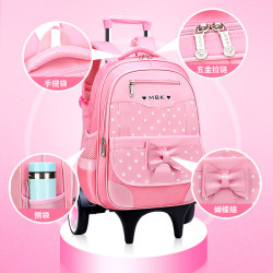 PU children's trolley schoolbag girl primary school princess 1-3-6 grade large capacity six-wheel climbing stairs waterproof PU children's trolley schoolbag girl primary school princess 1-3-6 grade large capacity six-wheel climbing stairs waterproof