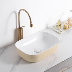 Cream-Colored Countertop Ceramic Washbasin Bathroom Sink Small Size Balcony Washbasin Basin Cream-Colored Countertop Ceramic Washbasin Bathroom Sink Small Size Balcony Washbasin Basin