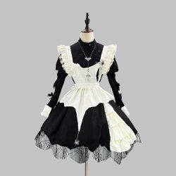 New Dark Gothic Halloween Cos Costume Lolita Skirt Long Sleeve Lolita Maid Style Puff Princess New Dark Gothic Halloween Cos Costume Lolita Skirt Long Sleeve Lolita Maid Style Puff Princess