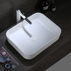 Nordic Industrial Style Countertop Ceramic Washbasin Square Hotel Art Basin Wash Basin 60cm Nordic Industrial Style Countertop Ceramic Washbasin Square Hotel Art Basin Wash Basin 60cm