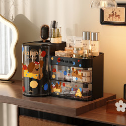 Meishida Vintage-Style Large-Capacity Rotatable Cosmetic Storage Box Multi-Layer Dust-Proof Desktop Skincare Organizer Meishida Vintage-Style Large-Capacity Rotatable Cosmetic Storage Box Multi-Layer Dust-Proof Desktop Skincare Organizer