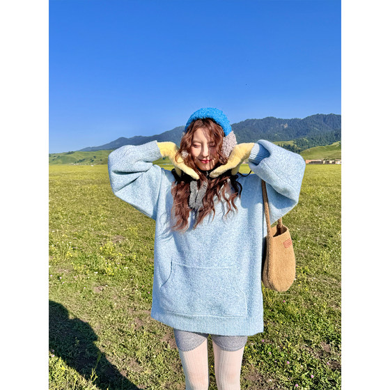 Zhong Yinuo Lazy Style Hooded Pullover Sweater for Women Korean autumn and winter high-end warm and loose knitted hoodie
Zhong Yinuo Lazy Style Hooded Pullover Sweater for Women Korean autumn and winter high-end warm and loose knitted hoodie