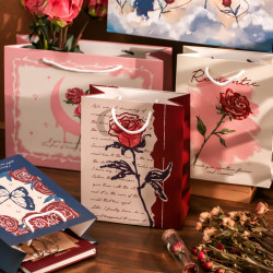 Rose Revelation Gift Bag Mr. Paper Retro Hand-Painted Holiday Gift Bag Packaging Storage Paper Bag Handbag Rose Revelation Gift Bag Mr. Paper Retro Hand-Painted Holiday Gift Bag Packaging Storage Paper Bag Handbag