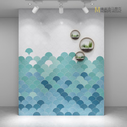 Momoyu fan-shaped special-shaped fish scale ceramic tiles background wall kitchen and bathroom Nordic style Momoyu fan-shaped special-shaped fish scale ceramic tiles background wall kitchen and bathroom Nordic style
