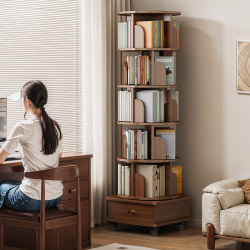 Simple Rotating Bookshelf, Floor-Standing Storage Rack, Wall-Mounted Picture Book Rack, Student Small Movable Cabinet, 360-Degree Bookcase Simple Rotating Bookshelf, Floor-Standing Storage Rack, Wall-Mounted Picture Book Rack, Student Small Movable Cabinet, 360-Degree Bookcase