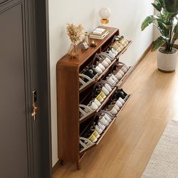Ultra-Thin Shoe Cabinet for Home Use at the Entrance, Narrow Flip-Top Shoe Rack for Entryway, Indoor and Outdoor Corridor, Multi-Layer Elevator Shoe Rack, Solid Wood Color Ultra-Thin Shoe Cabinet for Home Use at the Entrance, Narrow Flip-Top Shoe Rack for Entryway, Indoor and Outdoor Corridor, Multi-Layer Elevator Shoe Rack, Solid Wood Color
