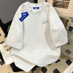Wassupuosne Niche Creative Letter Print Heavyweight Pure Cotton Short-Sleeved T-Shirt for Men, Summer Loose-Fitting Couple's Top Wassupuosne Niche Creative Letter Print Heavyweight Pure Cotton Short-Sleeved T-Shirt for Men, Summer Loose-Fitting Couple's Top