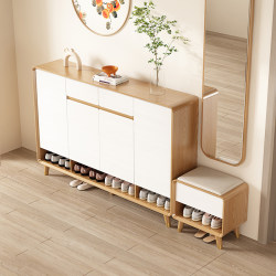 Solid Wood Entryway Shoe Cabinet, Home Indoor Storage Cabinet, Integrated Wall-Mounted Natural Wood Style Bench, New 2025 Hot Model Solid Wood Entryway Shoe Cabinet, Home Indoor Storage Cabinet, Integrated Wall-Mounted Natural Wood Style Bench, New 2025 Hot Model