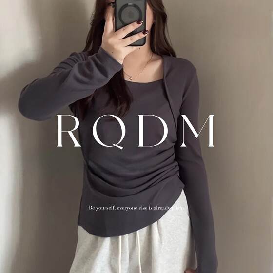 Large size women's clothing 2025 Spring and Autumn New Fat MM Slim Simple and Versatile Slim Square Collar Front Shoulder Long Sleeve T-shirt Top Large size women's clothing 2025 Spring and Autumn New Fat MM Slim Simple and Versatile Slim Square Collar Front Shoulder Long Sleeve T-shirt Top