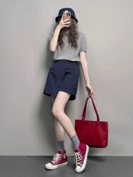 High waist slimming irregular wide leg shorts High waist slimming irregular wide leg shorts