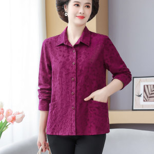 Middle-aged and elderly pure cotton shirt women's spring and autumn new mother suit long-sleeved shirt loose elderly large-size cardigan top 
Middle-aged and elderly pure cotton shirt women's spring and autumn new mother suit long-sleeved shirt loose elderly large-size cardigan top