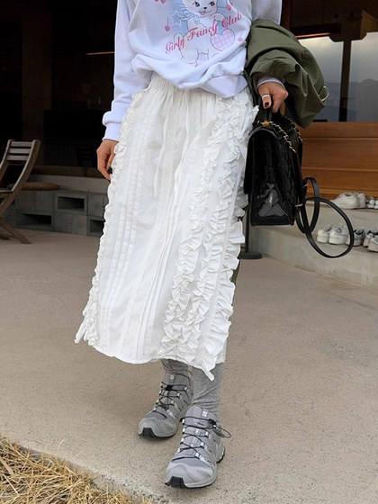 Korean chic spring niche gentle style wood ear design high waist casual versatile lace-up skirt long skirt for women
Korean chic spring niche gentle style wood ear design high waist casual versatile lace-up skirt long skirt for women