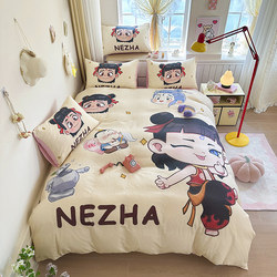 2025 New Model All-Cotton Double-Layer Gauze Four-Piece Set Nezha Pure Cotton Duvet Cover Bed Sheet Dormitory Three-Piece Set Fitted Sheet Suitable for Sleeping Naked 2025 New Model All-Cotton Double-Layer Gauze Four-Piece Set Nezha Pure Cotton Duvet Cover Bed Sheet Dormitory Three-Piece Set Fitted Sheet Suitable for Sleeping Naked