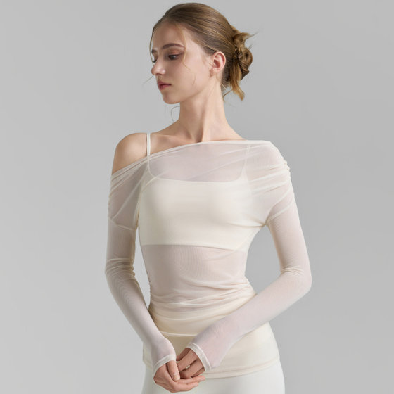 Slanted shoulder mesh yoga suit 2025 spring and summer new products pure desire style high-end yoga top wrinkled sports shirt for women
Slanted shoulder mesh yoga suit 2025 spring and summer new products pure desire style high-end yoga top wrinkled sports shirt for women