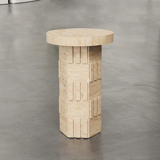 Wasabi style beige natural cave stone edge several homestay living room marble round flower stand small apartment small tea table Wasabi style beige natural cave stone edge several homestay living room marble round flower stand small apartment small tea table