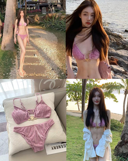 2023 new Bikini three -piece velvet high -level sense girl V -shaped sexy bubble hot spring hot spring swimsuit women 2023 new Bikini three -piece velvet high -level sense girl V -shaped sexy bubble hot spring hot spring swimsuit women
