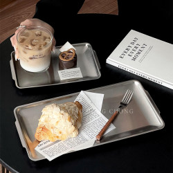 Korean-Style Stainless Steel Tray ins Industrial-Style Square Dinner Plate Barbecue Plate Cafe Afternoon Tea Cake Dessert Plate Korean-Style Stainless Steel Tray ins Industrial-Style Square Dinner Plate Barbecue Plate Cafe Afternoon Tea Cake Dessert Plate
