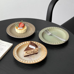 French Retro Dessert Plate, Ceramic Plate, Cake Plate, High-Looking Stoneware Tableware, Exquisite Afternoon Tea Snack Plate French Retro Dessert Plate, Ceramic Plate, Cake Plate, High-Looking Stoneware Tableware, Exquisite Afternoon Tea Snack Plate