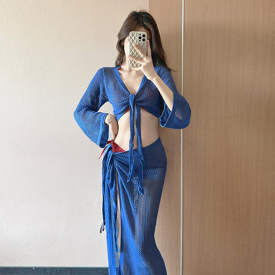 New European and American swimsuits, knitted split straps, bikini shirt, long skirt, seaside vacation sexy hot spring swimsuit women
New European and American swimsuits, knitted split straps, bikini shirt, long skirt, seaside vacation sexy hot spring swimsuit women