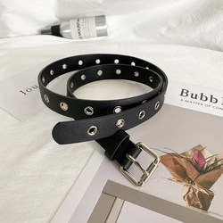Punch-free Punk Style Leather Belt Women ins Denim Belt Student K-style Minimalist Fashionable All-match Decorative Belt Punch-free Punk Style Leather Belt Women ins Denim Belt Student K-style Minimalist Fashionable All-match Decorative Belt