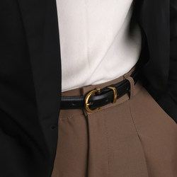 Simple High-End Bronze Buckle Versatile Jeans Double-Sided Leather Thin Belt for Women Vintage Genuine Leather Belt Simple High-End Bronze Buckle Versatile Jeans Double-Sided Leather Thin Belt for Women Vintage Genuine Leather Belt