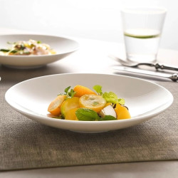 Ceramic Pure White Plate Set with Bowl-Shaped Design for Home Use, Microwaveable, High Aesthetic Bone China Open-Mouth Plate Tableware Set Ceramic Pure White Plate Set with Bowl-Shaped Design for Home Use, Microwaveable, High Aesthetic Bone China Open-Mouth Plate Tableware Set