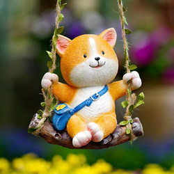 Garden Outdoor Cute Animal Puppy Swing Tree Hanging Ornament Kindergarten Art Landscape Balcony Decoration Ornament Garden Outdoor Cute Animal Puppy Swing Tree Hanging Ornament Kindergarten Art Landscape Balcony Decoration Ornament