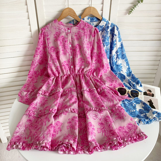 Fashionable sweet round neck floral long sleeve waist slimming a line ruffled dress short skirt for women 2023 autumn
Fashionable sweet round neck floral long sleeve waist slimming a line ruffled dress short skirt for women 2023 autumn