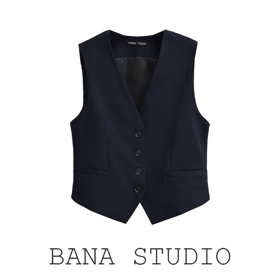BANA Spanish Foreign Trade Export Slim Navy Blue V-neck Suit Vest Vest Short Horse Clip Women's High-end Female
BANA Spanish Foreign Trade Export Slim Navy Blue V-neck Suit Vest Vest Short Horse Clip Women's High-end Female