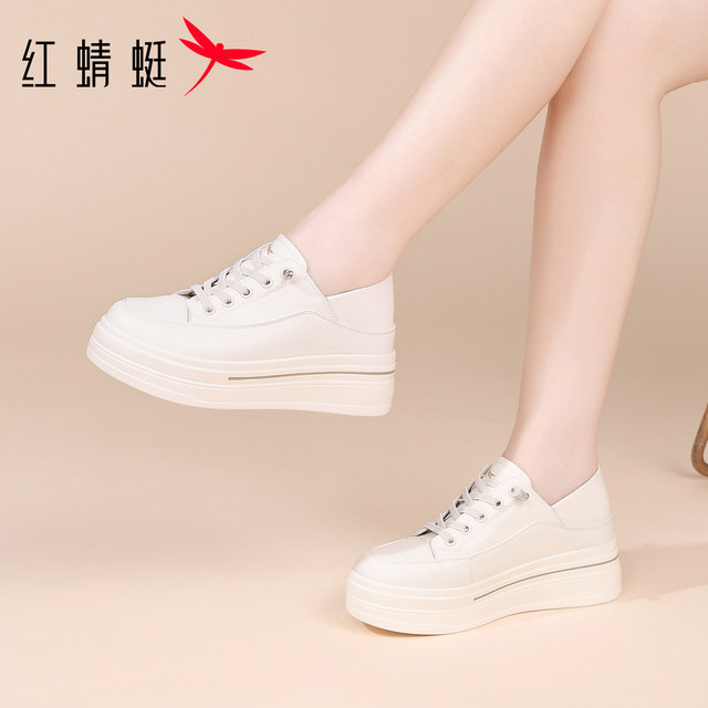 Red Dragonfly Women's Shoes White Shoes Casual Flat Shoes White Shoes Women's Autumn New Thick Sole Heightening Single Shoes Red Dragonfly Women's Shoes White Shoes Casual Flat Shoes White Shoes Women's Autumn New Thick Sole Heightening Single Shoes