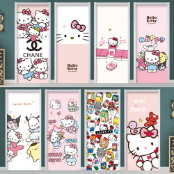 Sanrio KT cat kulomi door sticker ugly Fancy cartoon cute renovation decoration wardrobe shoe cabinet transformation Sanrio KT cat kulomi door sticker ugly Fancy cartoon cute renovation decoration wardrobe shoe cabinet transformation