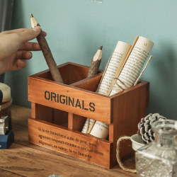 Cosmetic Brush Bucket Remote Control Desktop Stationery Storage Box Desk Brush Pencil Storage zakka Retro Wooden Box Cosmetic Brush Bucket Remote Control Desktop Stationery Storage Box Desk Brush Pencil Storage zakka Retro Wooden Box