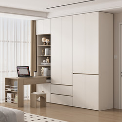 Brandy Enf Solid Wood Wardrobe with Integrated Desk, Home Bedroom Master Bedroom Wardrobe with Desk and Multi-Layer Shelves Brandy Enf Solid Wood Wardrobe with Integrated Desk, Home Bedroom Master Bedroom Wardrobe with Desk and Multi-Layer Shelves