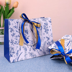 Ins Style Gift Bag Paper Bag Tote Bag Blue and White High-End Packaging Holiday Gift Bag High-End Clothing Store Bag Ins Style Gift Bag Paper Bag Tote Bag Blue and White High-End Packaging Holiday Gift Bag High-End Clothing Store Bag
