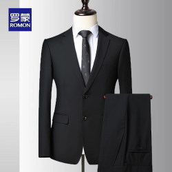 Romon Suit Set Men's Business Slim Fit Formal Wear for Work Interview Professional Suit Groom Wedding Dress Romon Suit Set Men's Business Slim Fit Formal Wear for Work Interview Professional Suit Groom Wedding Dress