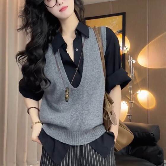 Genuine V-neck layered knitted vest sleeveless jacket for women 2025 autumn new fashion high-end bottomed layered vest
Genuine V-neck layered knitted vest sleeveless jacket for women 2025 autumn new fashion high-end bottomed layered vest