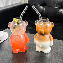 ins Wind Bear Creative Shaped Milk Tea Cup High-Quality Personalized Latte Coffee Juice Cup Heat-Resistant Glass Water Cup ins Wind Bear Creative Shaped Milk Tea Cup High-Quality Personalized Latte Coffee Juice Cup Heat-Resistant Glass Water Cup