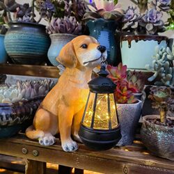 Solar-Powered Puppy Figurine for Courtyard, Simulated Garden, Terrace, Balcony, Gardening, Animal Sculpture Decoration, Resin Solar-Powered Puppy Figurine for Courtyard, Simulated Garden, Terrace, Balcony, Gardening, Animal Sculpture Decoration, Resin