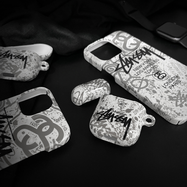 Stussy Street Fashion New With Air Pods Earphone Holders Carry 15, 14, 13, 12, Airpods 1, Airdpods 2, Airpods 3, Airpods Pro